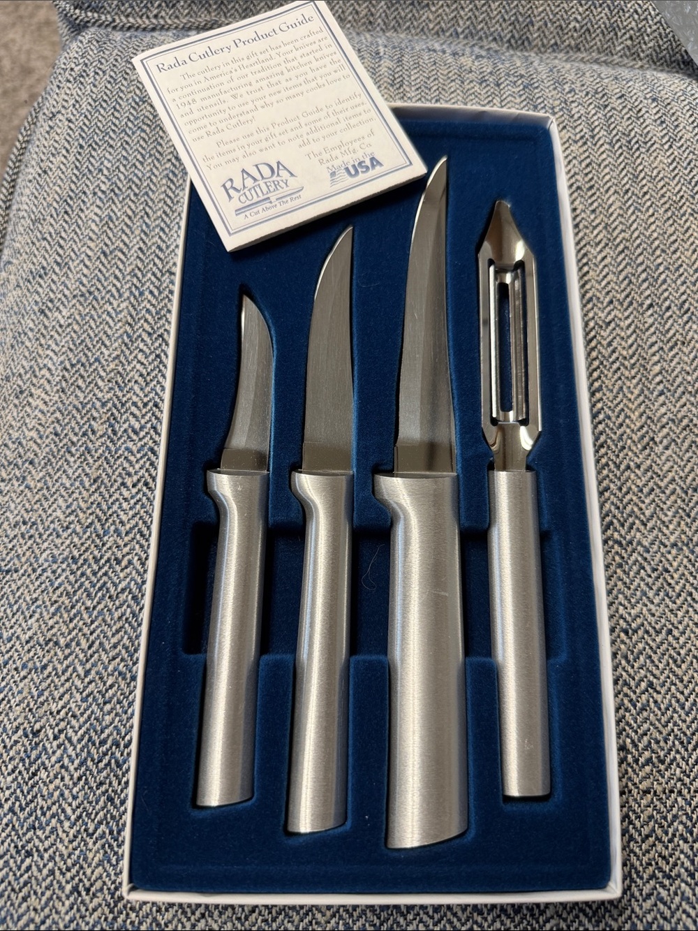 Silver Kitchen Knife and Peeler Set - 4-Piece